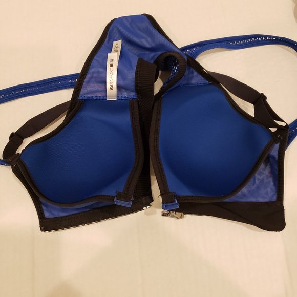 Victorias Secret VSX Wireless Racerback Zip Front 2 Layer Sports Bra Size 32 D - Picture 2 of 7